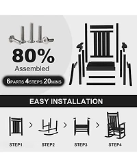 gaomon Oversized Hdpe Outdoor Rocking Chair, All Weather Poly Plastic High Back Porch Rocker