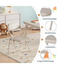 gaomon 5-Piece Kids Folding Table And Chairs Set With Ultra-Soft Cushion, Portable Children's Table Set