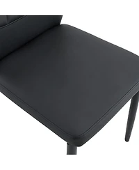 Streamdale Furniture Set of 3 Black Ergonomic Pu Dining Chairs