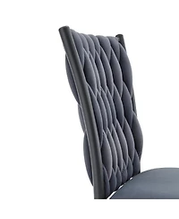 Streamdale Furniture Velvet Tufted Dining Chair with Metal Legs