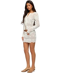 Edikted Women's Rusa Button Up Sheer Crochet Top