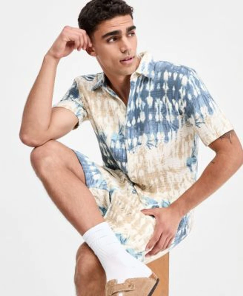 Sun Stone Mens Maverick Dye Effect Short Sleeve Shirt Shorts Macys Exclusive