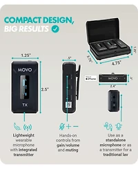 Movo Wmx-2-l-duo Dual Wireless Lavalier Microphone with Charging Case for iPhone 14 and below