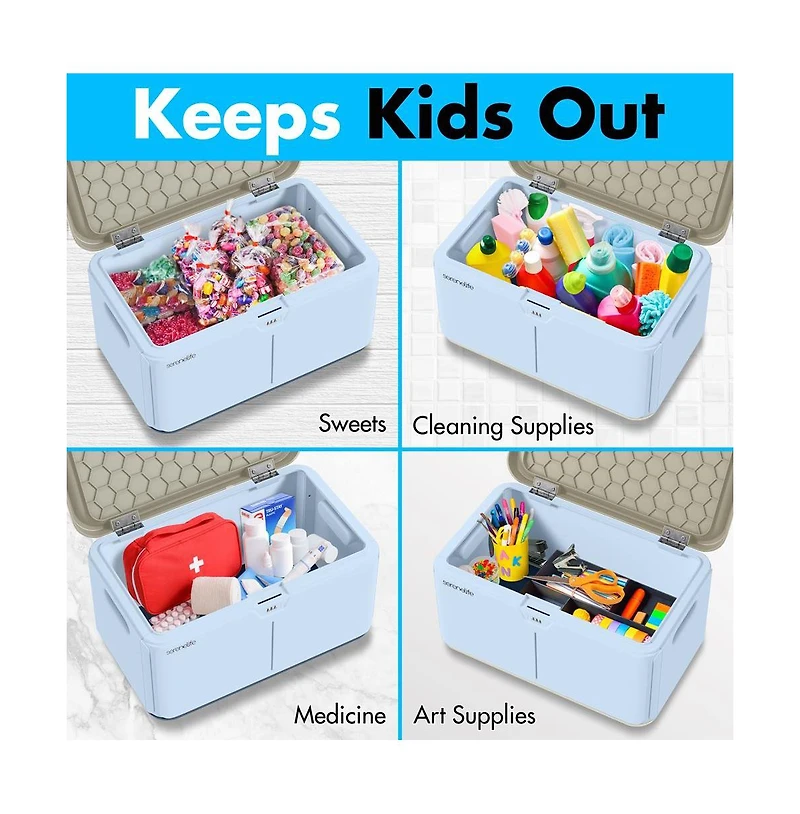 SereneLife Heavy-Duty Storage Bin with Built-in Combination Lock - Durable Plastic Organizer with Secure Lid