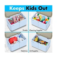 SereneLife Heavy-Duty Storage Bin with Built-in Combination Lock - Durable Plastic Organizer with Secure Lid