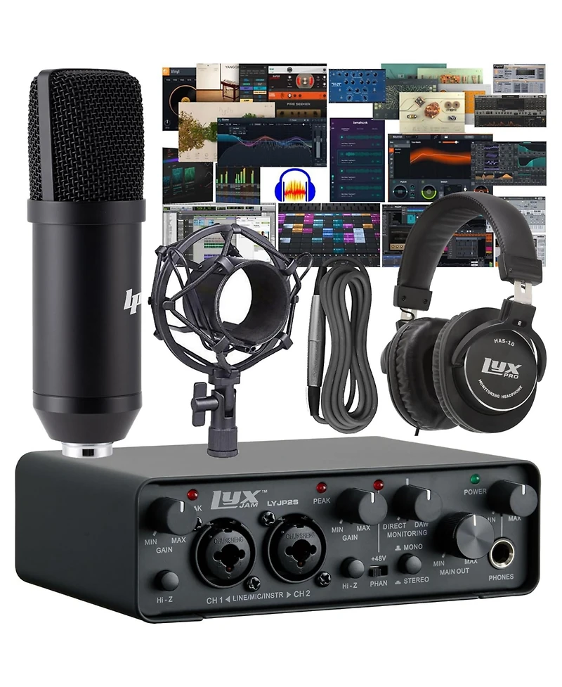 LyxJam 2x2 Recording Usb Audio Interface with Asio Driver, Studio Software Bundle and Accessories