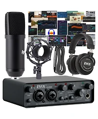 LyxJam 2x2 Recording Usb Audio Interface with Asio Driver, Studio Software Bundle and Accessories