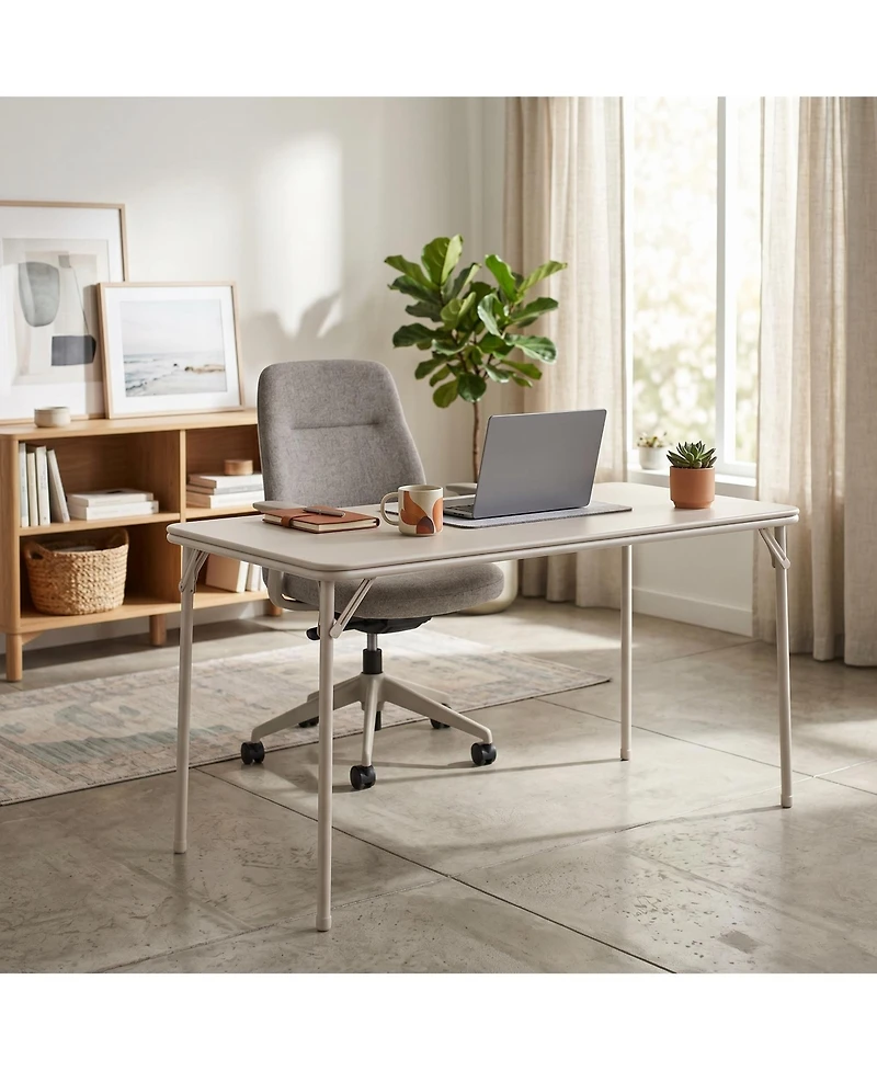 homfan Heavy-Duty Folding Table with Pu Leather Top and Sturdy Metal Frame - Portable Space-Saving for Parties, Picnics Events