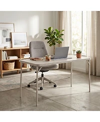 homfan Heavy-Duty Folding Table with Pu Leather Top and Sturdy Metal Frame - Portable Space-Saving for Parties, Picnics Events