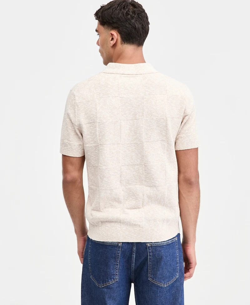 Sun + Stone Men's Square Stitch Marled Polo Shirt, Macy's Exclusive