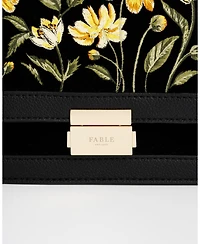 Fable England Women's Botanical Velvet Embroidered Foldover Bag