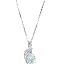 Macy's Aquamarine (1-1/3 ct. t.w.) & Diamond Accent Pendant Necklace in Sterling Silver