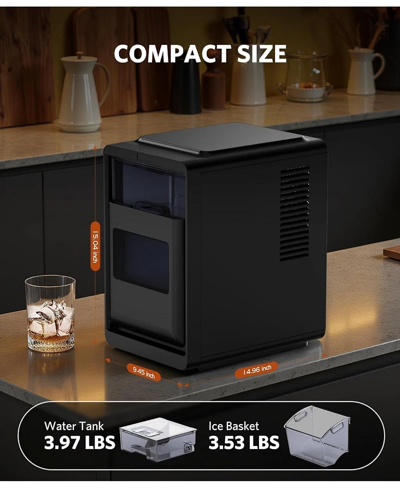 Cowsar Crescent Ice Maker Countertop, 27Lbs/24H, Self-Cleaning