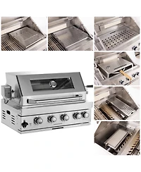 Mondawe 32" Built-In Gas Grill Outdoor Kitchen with Infrared Burner, Ice Box and Tool Set
