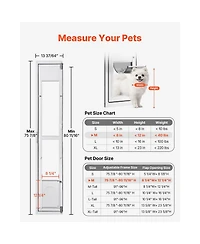 Cozito Dog Door for Sliding Glass Door Adjustable Height Medium Flap 180 Degree Swing, White