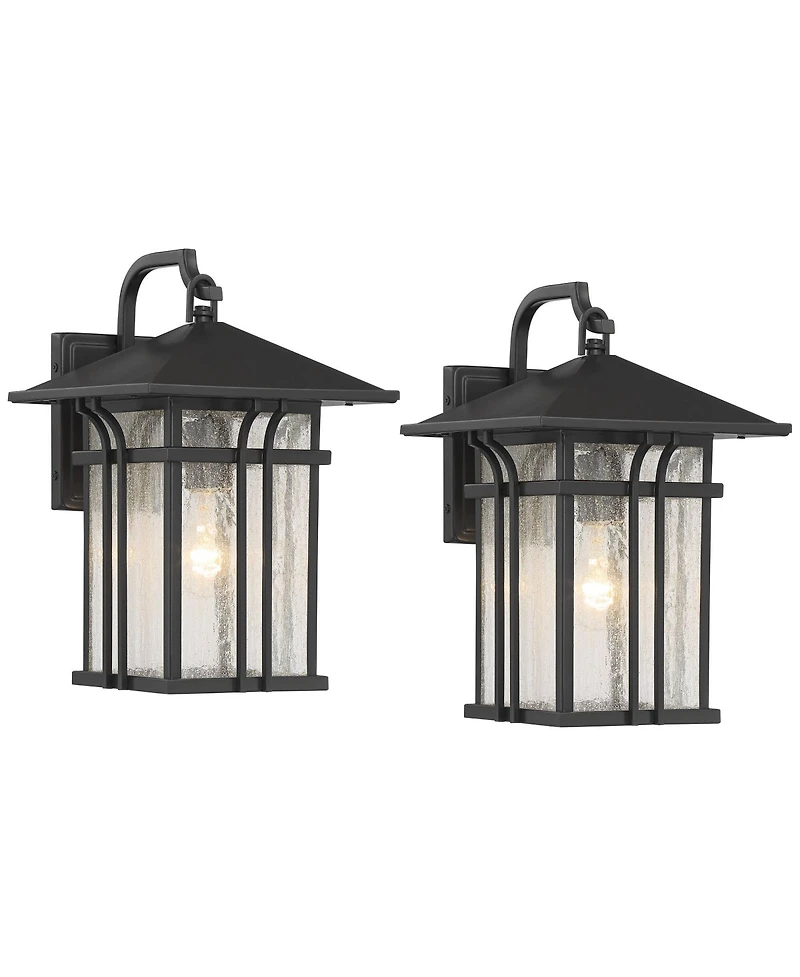 John Timberland Syon Mission Outdoor Wall Light Fixtures Set of 2 Painted Bronze Lantern Clear Seeded Glass for Post Exterior Barn