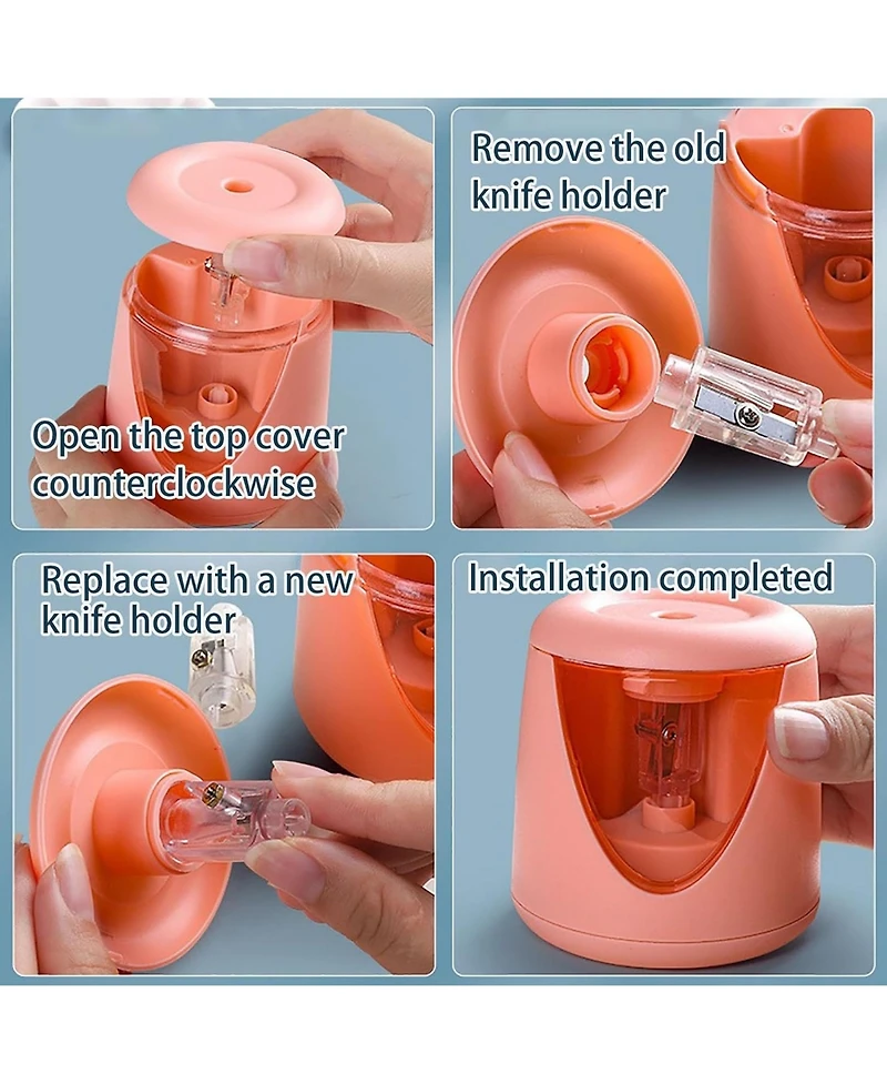 Htutwoo Electric Pencil Sharpeners Stationery, Super Fast Sharpening with Shavings Box for 6-8mm Pencils, Battery Powered