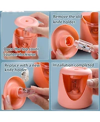 Htutwoo Electric Pencil Sharpeners Stationery, Super Fast Sharpening with Shavings Box for 6-8mm Pencils, Battery Powered
