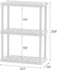 Iris Usa 3-Tier Light Duty Plastic Shelf 150lb Capacity, Medium Modular Shelving Unit Storage Organizer