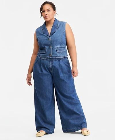 On 34th Trendy Plus High-Rise Pleated Wide-Leg Jeans, Macy's Exclusive