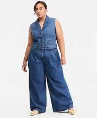 On 34th Trendy Plus High-Rise Pleated Wide-Leg Jeans, Macy's Exclusive