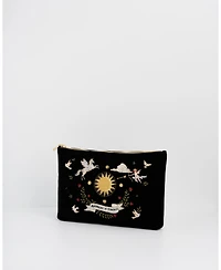 Fable England Women's Celestial Velvet Embroidered Pouch