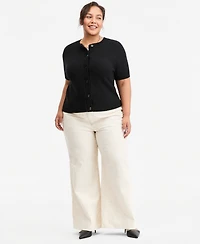On 34th Trendy Plus Short-Sleeve Button-Front Cardigan, Macy's Exclusive
