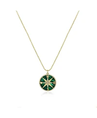 The Lovery Malachite Cz Compass Necklace 14K Gold Plated