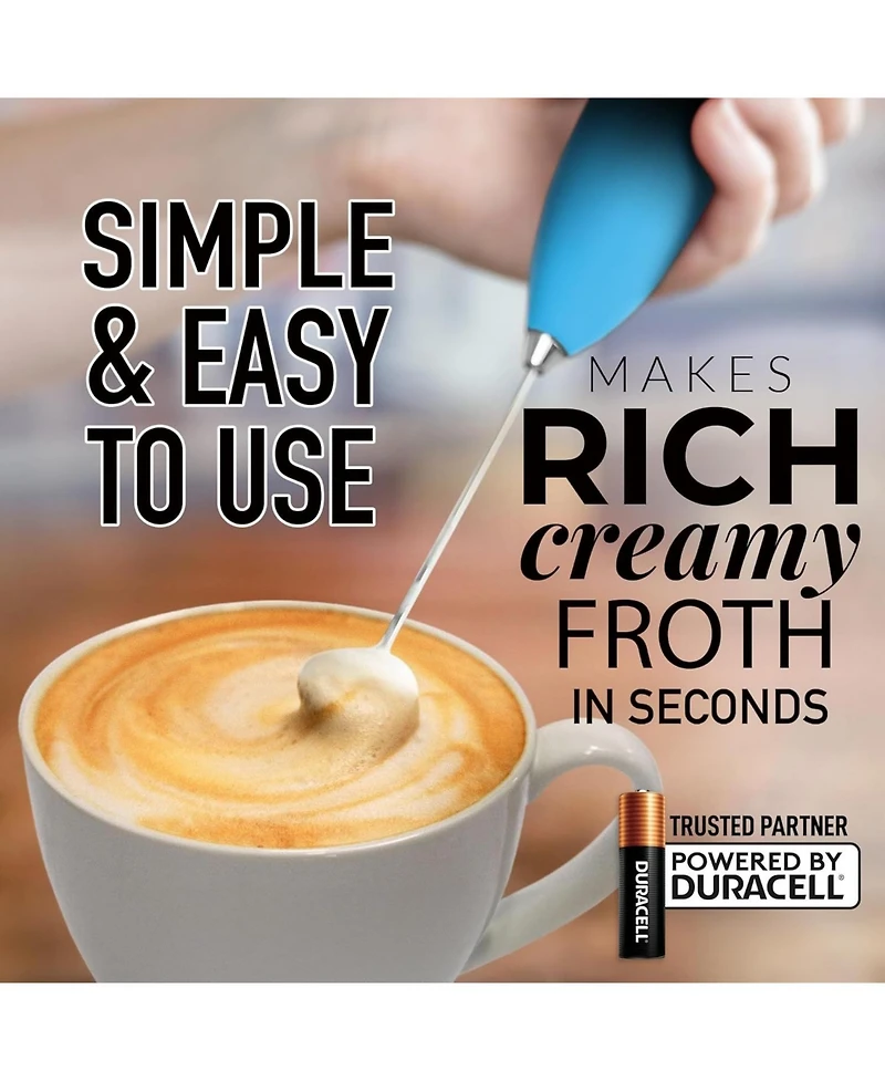 Zulay Kitchen Handheld Milk Frother Wand Drink Mixer for Coffee (4 Duracell Batteries Included