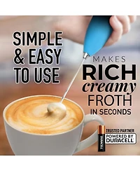 Zulay Kitchen Handheld Milk Frother Wand Drink Mixer for Coffee (4 Duracell Batteries Included