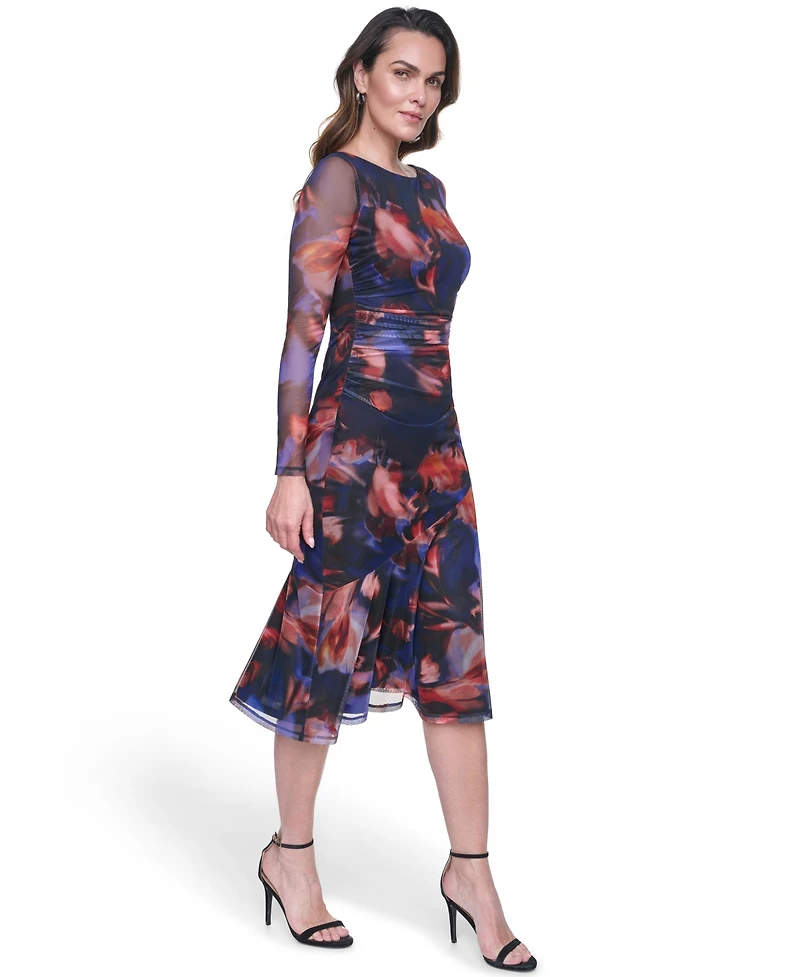 Vince Camuto Women's Printed Mesh Bodycon Midi Dress
