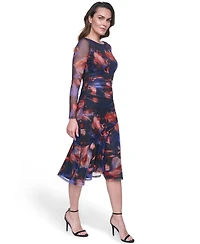 Vince Camuto Women's Printed Mesh Bodycon Midi Dress