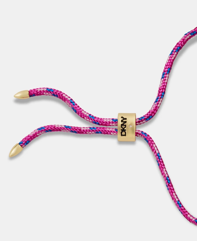 Dkny Pave Heart Charm Cord Slider Bracelet