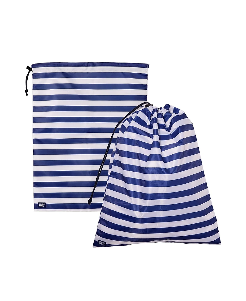 Lands' End 2-Pack Travel Laundry Bags, Polyester Canvas Dirty Clothes Travel Bag with Drawstring