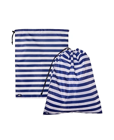 Lands' End 2-Pack Travel Laundry Bags, Polyester Canvas Dirty Clothes Travel Bag with Drawstring