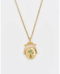 Fable England W Initial Water Lily Gold Spinner Chain Necklace