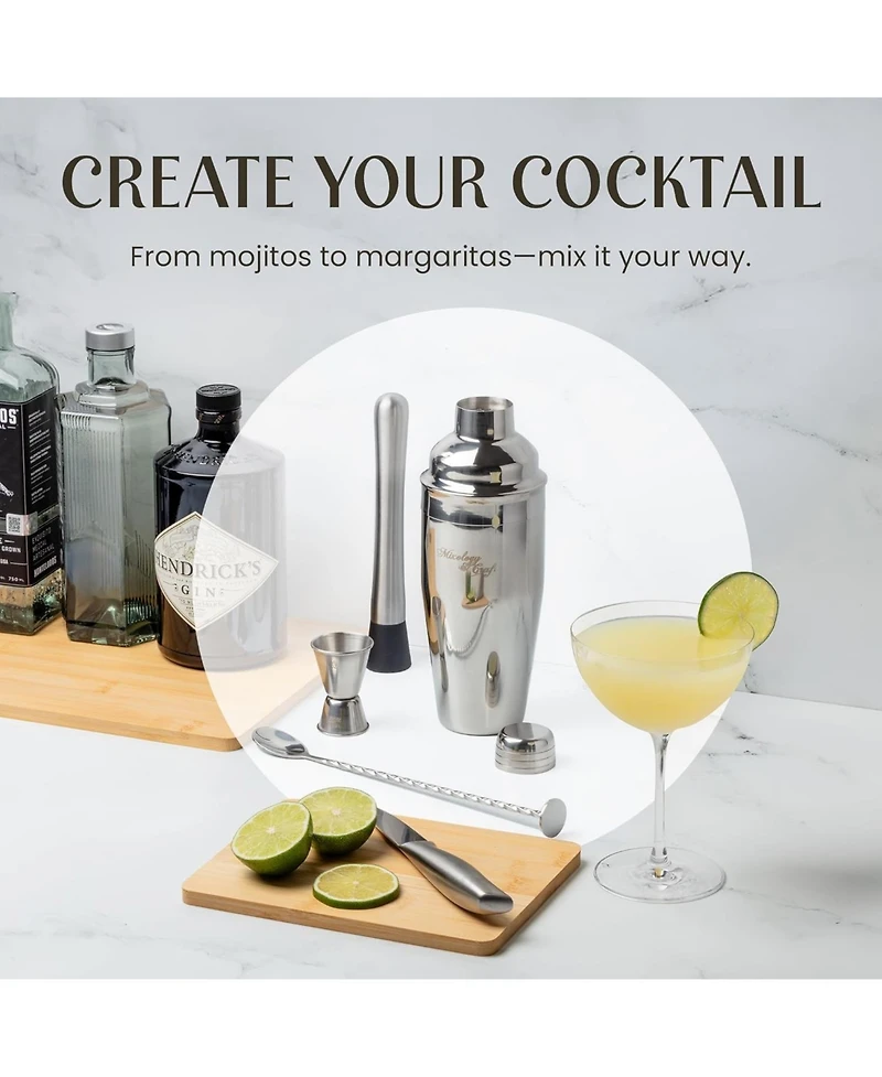Zulay Kitchen Bartender Kit 9-Piece Bar Set Cocktail Shaker Set with Elegant Metal Stand