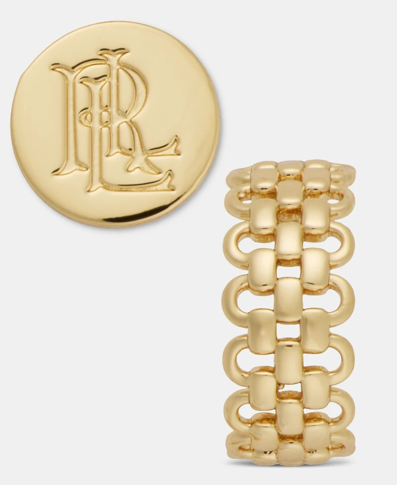 Lauren Ralph Lauren Logo Stud & Rolo Chain Hoop Earrings, 2-Piece Set
