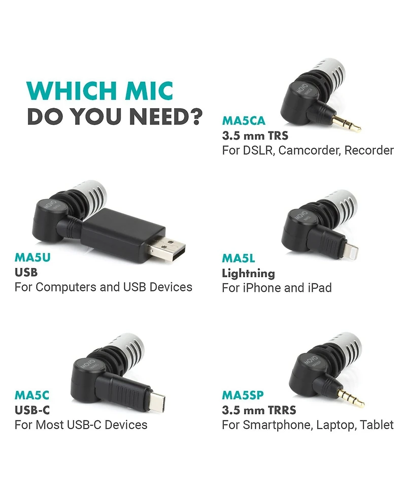 Movo MA5SP 3.5mm Trrs Shotgun Microphone for iPhone or Android Devices