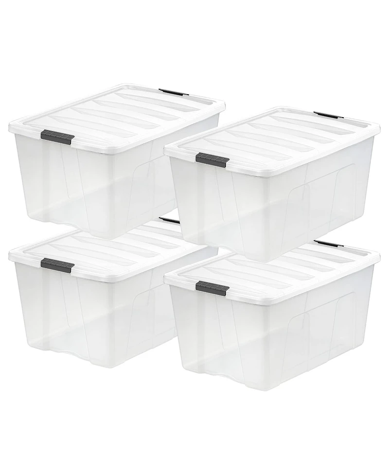 Iris Usa 94 Qt Stackable Plastic Storage Bins with Lids, 4Pk