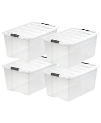 Iris Usa 94 Qt Stackable Plastic Storage Bins with Lids, 4Pk