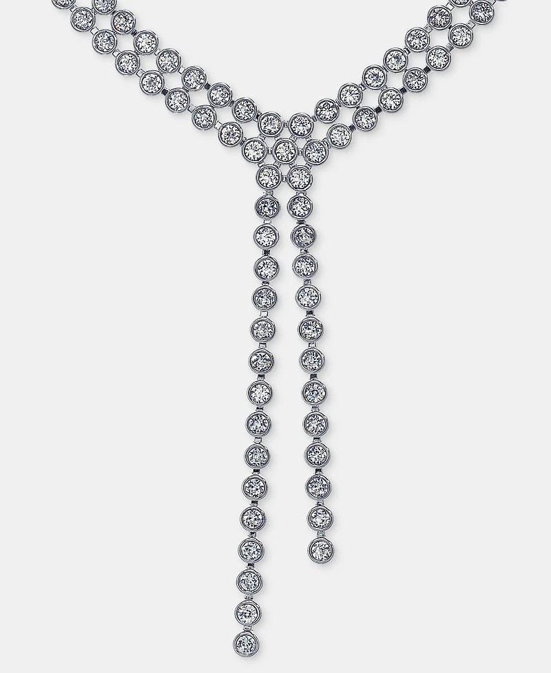 Givenchy Pave Double Row Lariat Necklace, 16" + 3" extender