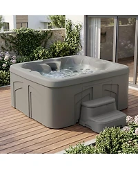 LifeSmart LS100 Taupe 4 Person Plug and Play Square Hot Tub Spa with Black Cover
