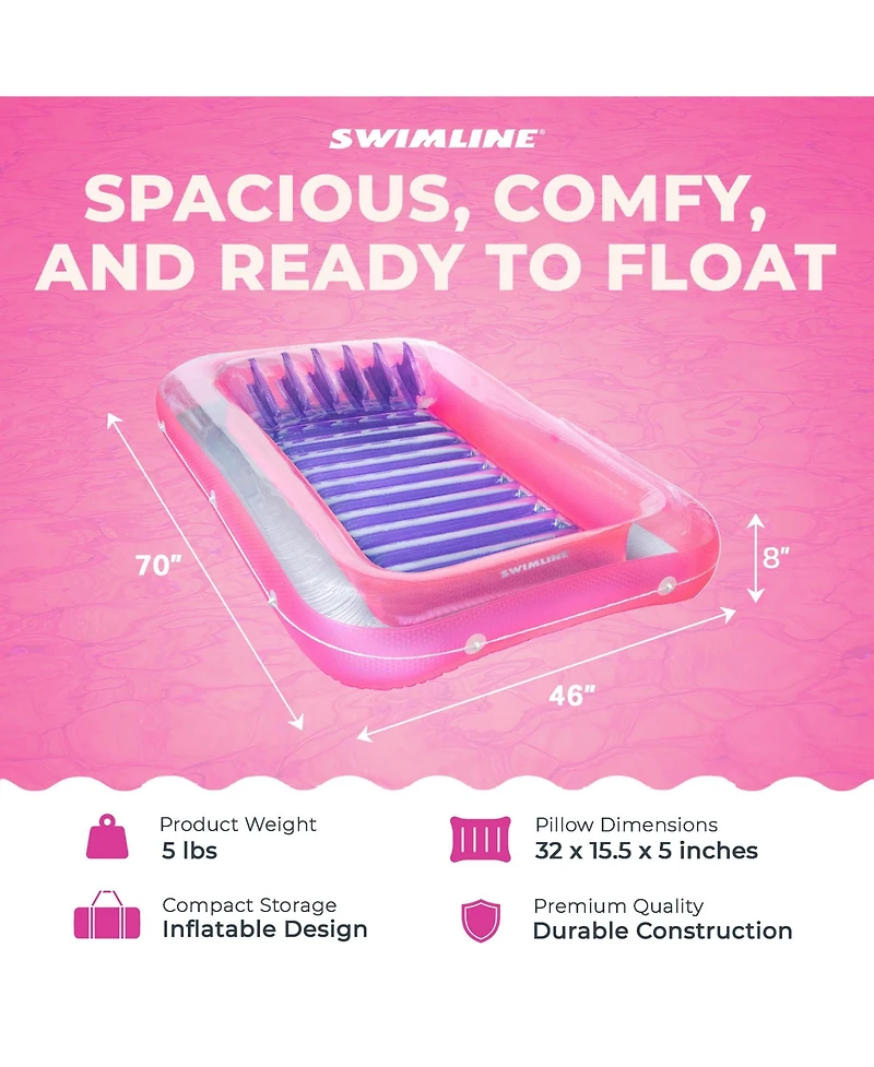 Swimline Classic Edition Inflatable Suntan Tub Floating Pool Hybrid Lounge, Pink