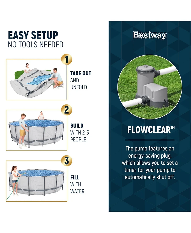 Bestway Steel Pro Max 16'x48" Round Above Ground Swimming Pool with Pump & Cover