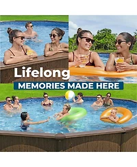 Bestway Hydrium 18' x 52" Round Steel Wall Above Ground Swimming Pool Set, Brown