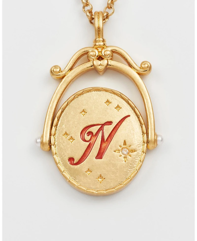 Fable England N Initial Nasturtium Gold Spinner Chain Necklace