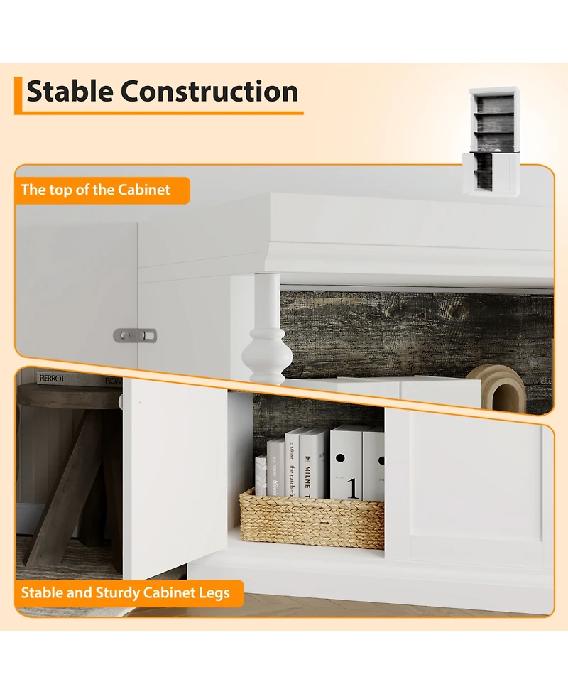 homfan Led Display Storage Cabinet with Touch-Control Lighting, Adjust Shelves and Protective Doors - Durable Iron Frame Pantry or Coffee Bar Orgzr