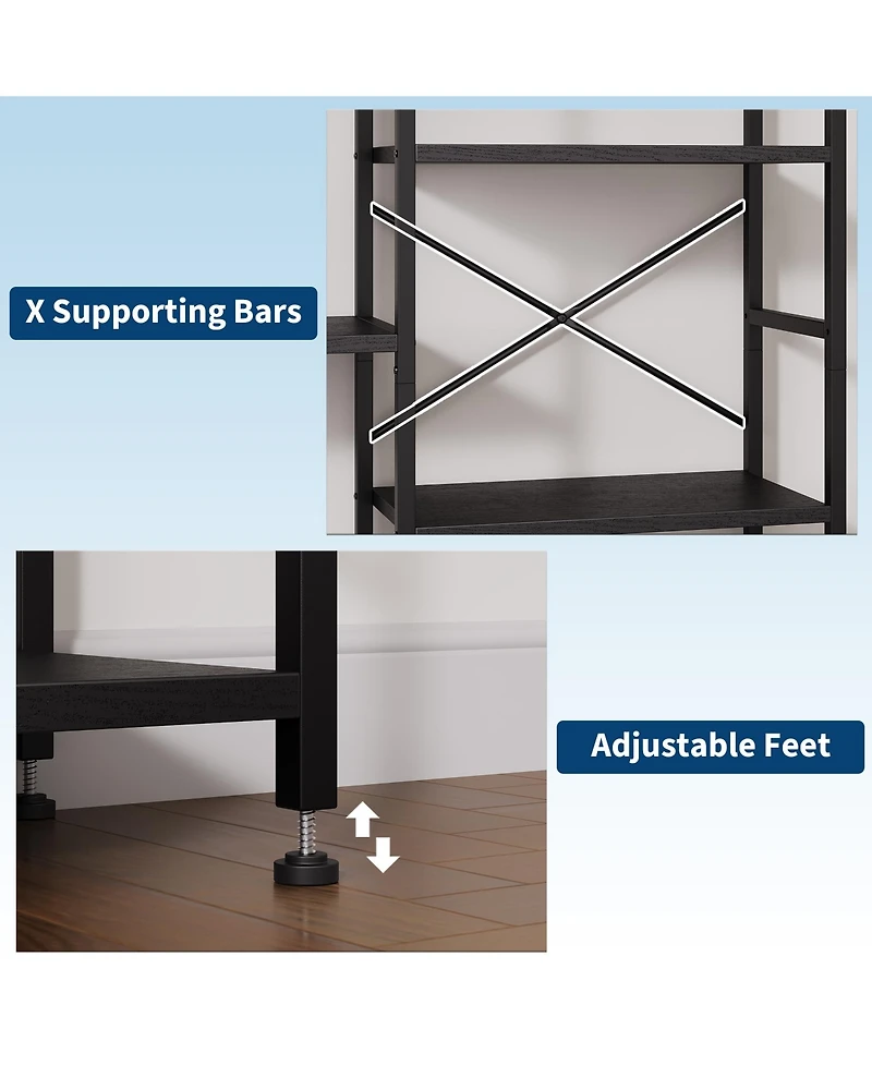 Gaomon 4-Tier Industrial Arched Triple Column Bookshelf, Storage Rack for Living Room, Bedroom, Home Office