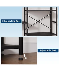 Gaomon 4-Tier Industrial Arched Triple Column Bookshelf, Storage Rack for Living Room, Bedroom, Home Office